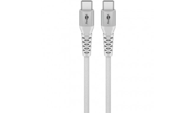 Goobay KAB USB-C (ST-ST) 2m Verbindungskabel Textilmantel White USB cable USB 2.0 USB C