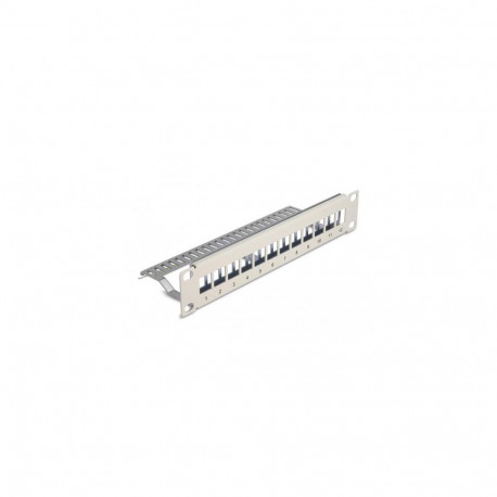 DeLOCK 10″ Keystone Patch Panel 12 port with strain relief 1U grey