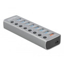 DeLOCK USB 5 Gbps Hub with 7 Ports + 1 Fast Charging Port + 1 USB-C PD 3.0 Port with Switch and Illu