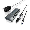 ICY BOX IB-HUB1701-C3 USB 3.2 Gen 1 (3.1 Gen 1) Type-B 5000 Mbit/s Anthracite