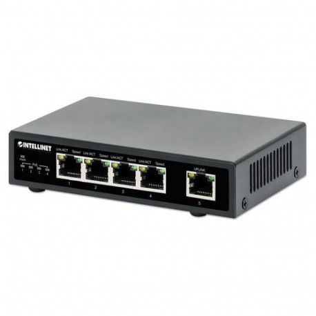 Intellinet 5-Port Gigabit Ethernet PoE+ Switch, Four PSE PoE Ports, IEEE 802.3at/af (PoE+/PoE) Compl