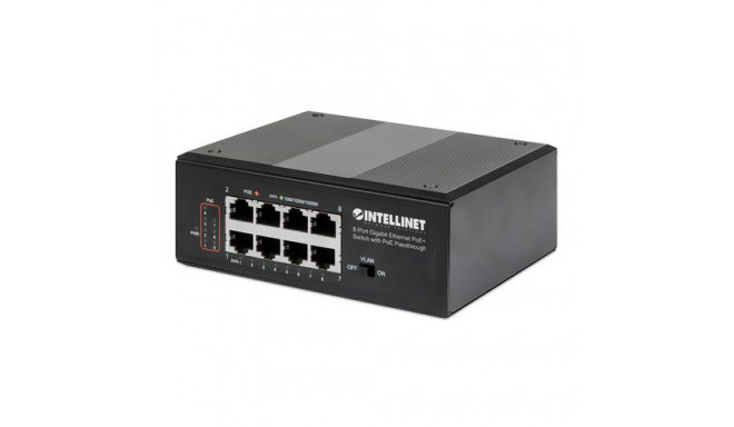 Intellinet 8-Port Gigabit Ethernet PoE+ Industrial Switch with PoE Passthrough, One PD PoE Port with