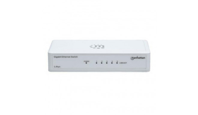 Manhattan 5-Port Gigabit Ethernet Switch, Desktop Size, Plastic, IEEE 802.3az (Energy Efficient Ethe