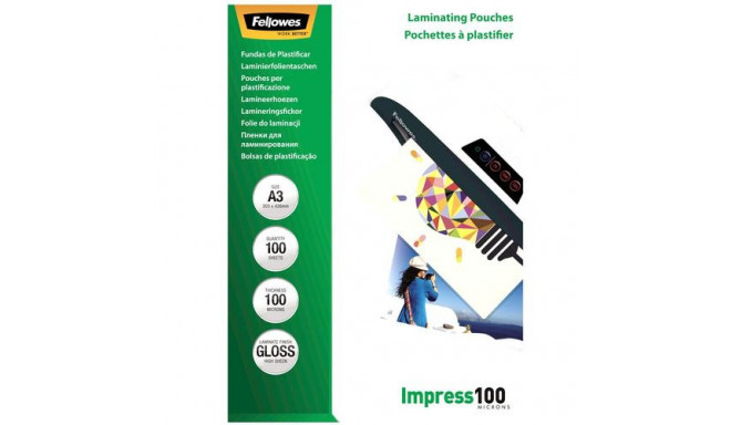 Fellowes A3 Glossy 100 Micron Laminating Pouch - 100 pack