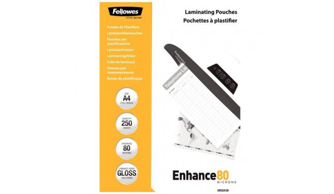 Fellowes A4 Glossy 80 Micron Laminating Pouch