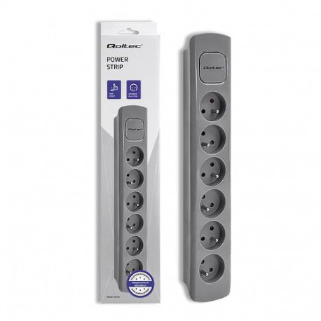 Qoltec 50277 power extension 1.8 m 6 AC outlet(s) Indoor Grey