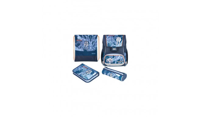 Herlitz Loop Plus TechMech school bag set Boy Polyester Blue, Orange
