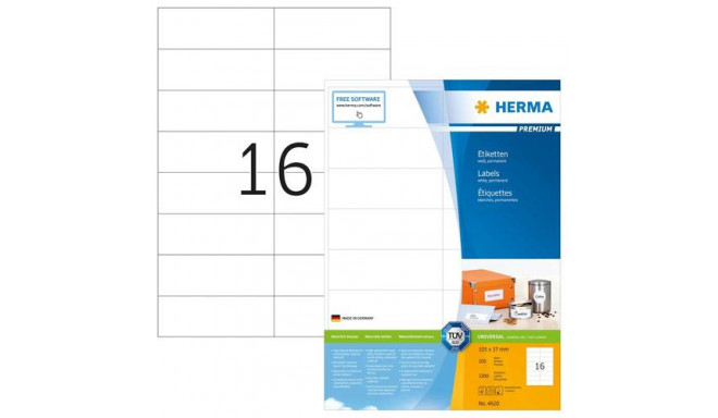 HERMA Labels Premium A4 105x37 mm white paper matt 3200 pcs.