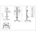 Manhattan TV &amp; Monitor Mount, Trolley Stand, 1 screen, Screen Sizes: 37-65&quot;, Silver