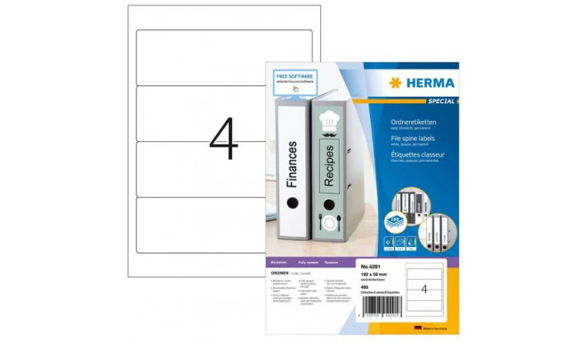HERMA File labels A4 192x59 mm white paper matt opaque 400 pcs.