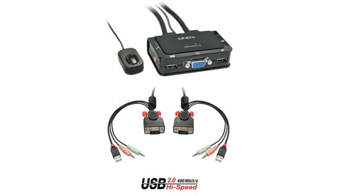 Lindy 2 Port VGA, USB 2.0 &amp; Audio Cable KVM Switch