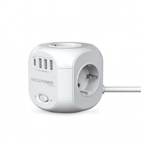 RealPower PowerBox 431 power extension 1.8 m 4 AC outlet(s) Indoor White