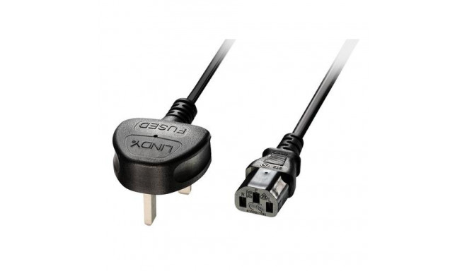 Lindy 3m UK 3 Pin Plug To IEC C13 Mains Power Cable, Black