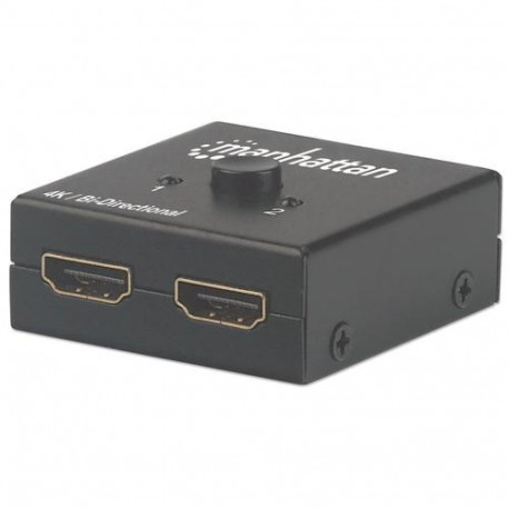Manhattan HDMI Switch 2-Port, 4K@30Hz, Bi-Directional, Black, Displays output from x1 HDMI source to