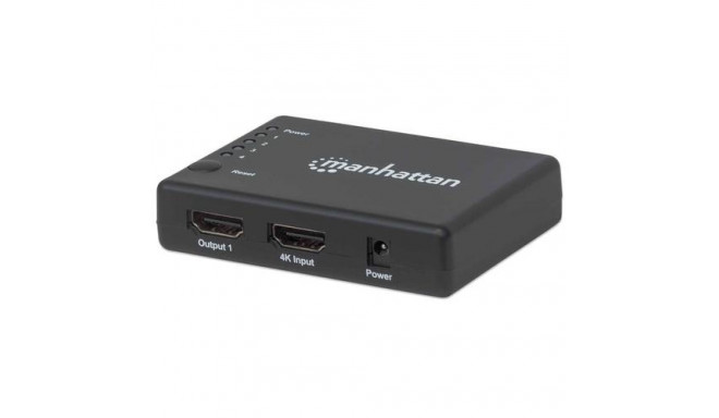 Manhattan HDMI Splitter 4-Port (Compact), 4K@30Hz, Displays output from x1 HDMI source to x4 HD disp