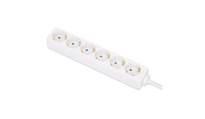 Manhattan Power Distribution Unit EU (2-pin), x6 gang/output, 2m cable, 16A, White, Extension Lead,
