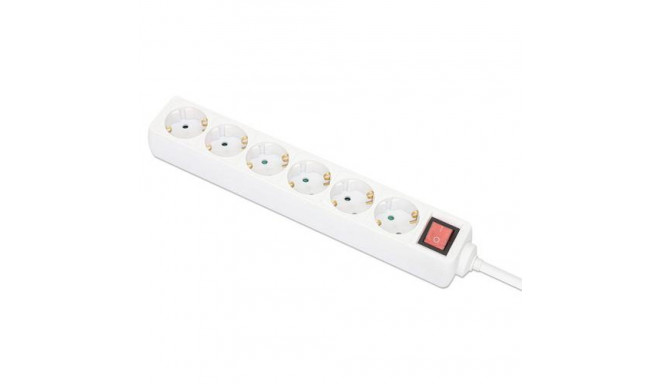 Manhattan Power Distribution Unit EU (2-pin), x6 gang/output with on/off switch, 2m cable, 16A, Whit