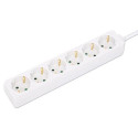 Manhattan Power Distribution Unit EU (2-pin), x6 gang/output, 2m cable, 16A, White, Extension Lead,  Manhattan Power Distribution Unit EU (2-pin), x6 gang/output, 2m cable, 16A, White, Extension Lead,