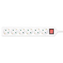 Manhattan Power Distribution Unit EU (2-pin), x6 gang/output with on/off switch, 2m cable, 16A, Whit