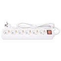 Manhattan Power Distribution Unit EU (2-pin), x6 gang/output with on/off switch, 2m cable, 16A, Whit