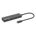 Manhattan 4-Port USB 3.0 Type-C Hub USB-C Male to Four USB-A Females, 5 Gbps SuperSpeed USB (USB 3.2