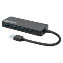 Manhattan USB-A 4-Port Hub, 4x USB-A Ports, 5 Gbps (USB 3.2 Gen1 aka USB 3.0), Bus Power, Equivalent