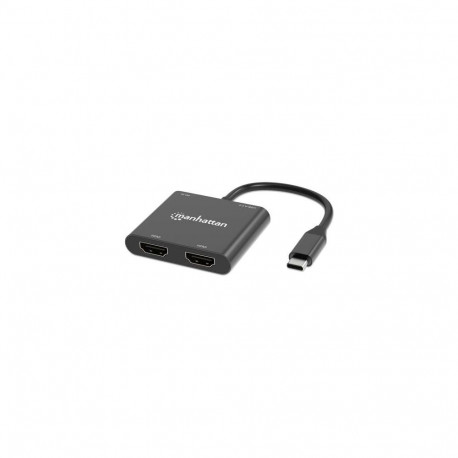 Manhattan USB-C to Dual HDMI &amp; USB-A Adapter, Dual 4K@30Hz or Single 4K@60Hz, Power Delivery