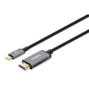 Manhattan USB-C to HDMI Cable, 4K@30Hz, 2m, Black, Equivalent to CDP2HD2MBNL, Male to Male, Three Ye