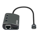 Manhattan USB-C Dock/Hub with Card Reader, Ports (x6): Ethernet, HDMI, USB-A (x3) and USB-C, With Po