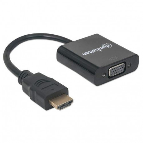 Manhattan HDMI to VGA Converter cable, 1080p, 30cm, Male to Female, Micro-USB Power Input Port for a