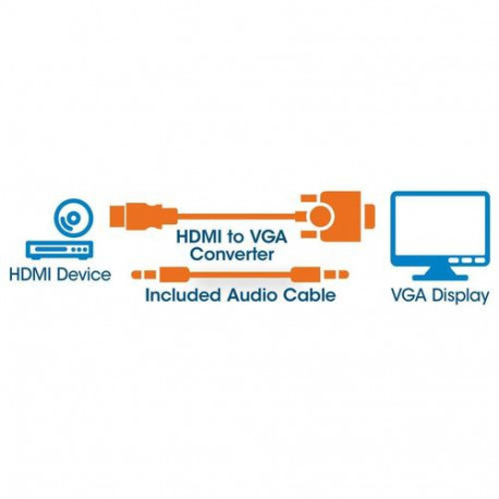 Manhattan HDMI to VGA (with Audio) Converter cable, 1080p, 30cm, Male to Female, Micro-USB Power Inp
