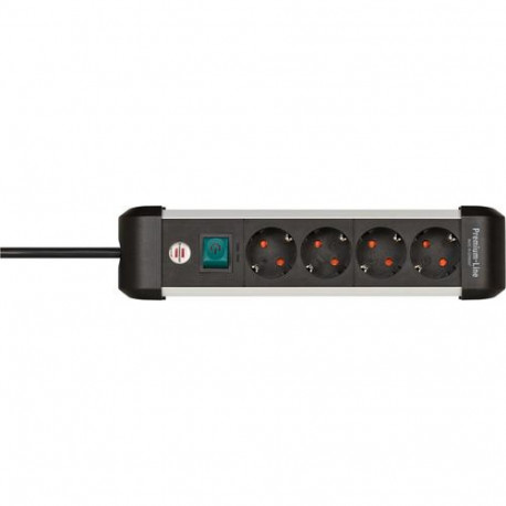Brennenstuhl 1391030400 power extension 1.8 m 4 AC outlet(s) Indoor Black, Silver