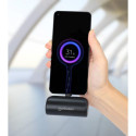 Manhattan Power Bank with integrated USB-C plug, 5000 mAh, Up to 20W output, Kickstand for Use as Ch