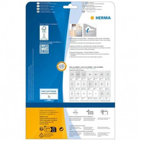 HERMA Removable labels A4 88.9x46.6 mm white Movables/removable paper matt 300 pcs.