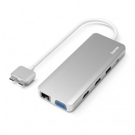 Hama 00200133 notebook dock/port replicator USB 3.2 Gen 1 (3.1 Gen 1) Type-C Silver, White