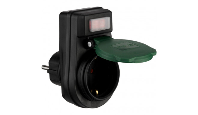 REV Adapter w. switch IP44 black-green