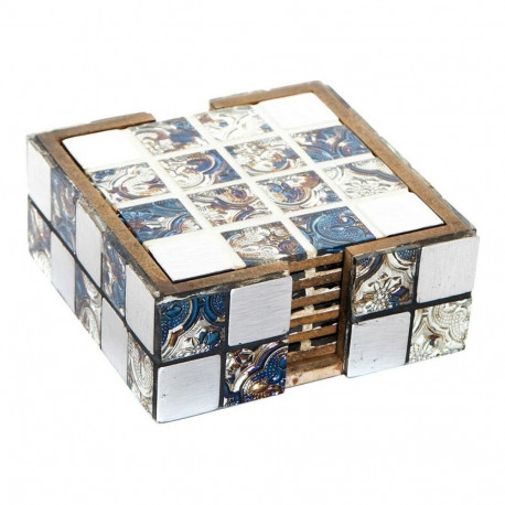 Klaasialused DKD Home Decor Vaik Puit MDF (6 pcs)