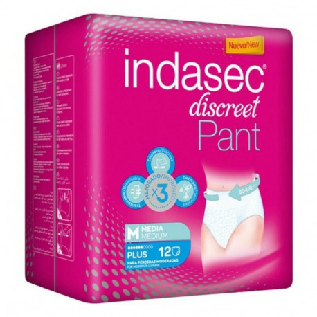 Põiepidamatuse Mähkmed Pant Plus Indasec Pant Plus (12 uds) 12 Ühikut