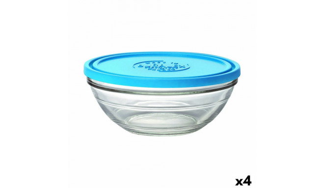 Round Lunch Box with Lid Duralex FreshBox Blue 2,4 L (4 Units)