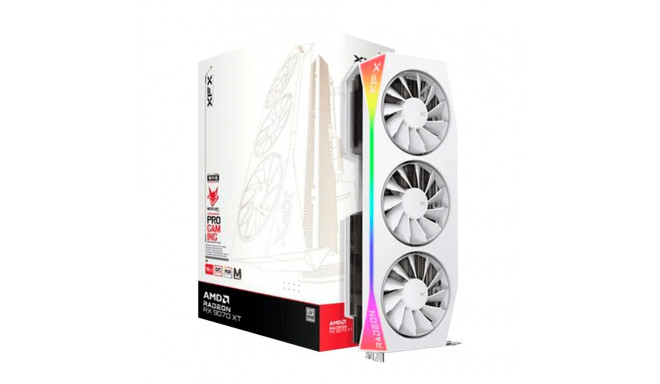 XFX Mercury AMD Radeon RX 9070XT OC White Magnetic Air Edition with RGB 16GB GDDR6 HDMI 3xDP, AMD RD