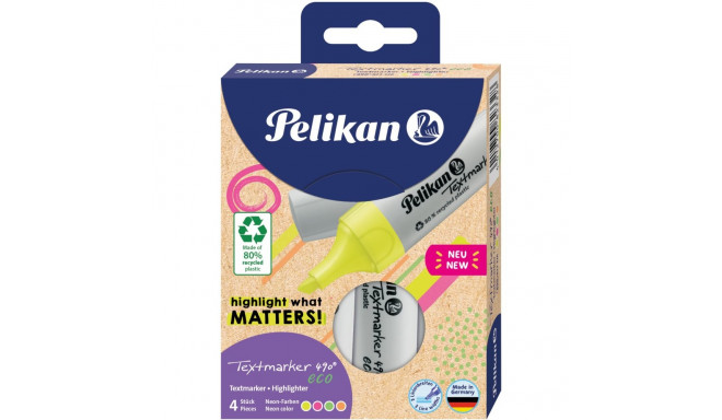 "Pelikan Textmarker 490 eco Set aus 4 Neon-Farben im Etui"