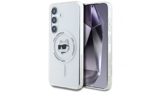 Case Karl Lagerfeld Button Choupette Head Printed Logo MagSafe Samsung Galaxy S25 white