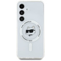 Case Karl Lagerfeld Button Choupette Head Printed Logo MagSafe Samsung Galaxy S25+ white