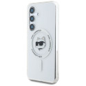 Case Karl Lagerfeld Button Choupette Head Printed Logo MagSafe Samsung Galaxy S25+ white