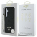 Case Guess Grained Hot Stamp pojengimustriga kolmnurkse logoga MagSafe jaoks Samsung Galaxy S25 must