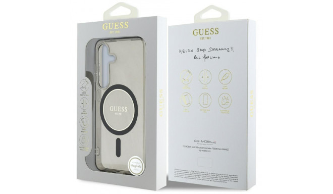 Case Guess Glitter Circle Classic Logo MagSafe for Samsung Galaxy S25 must