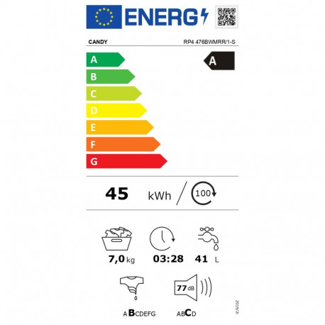 Candy | Washing Machine | RP4 476BWMRR/1-S | Energy efficiency class A | Front loading | Washing cap