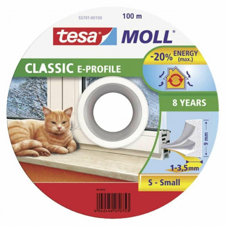 Rubber sealing tape TESA, white, for 1-3 mm gaps, 0.009 x 1 m