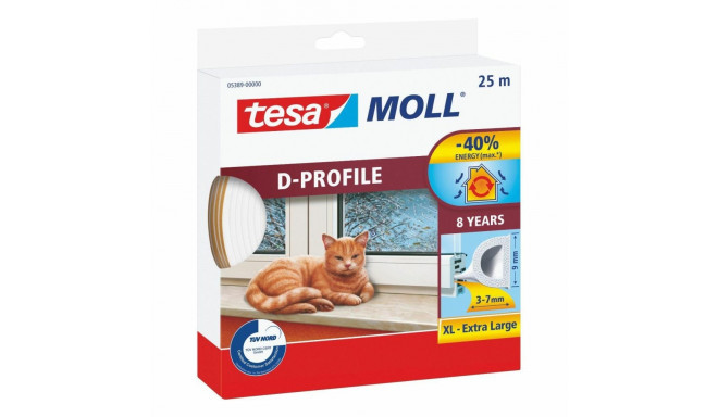 TESA MOLL kummitihendusteip, valge, D-profiil, pragudele 3-7 mm, 0.009 x 25 m