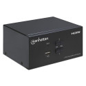 Manhattan HDMI KVM Switch 2-Port, 4K@30Hz, USB-A/3.5mm Audio/Mic Connections, Cables included, Audio